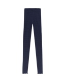 Leggings med hullmønster i merinoull/silke til dame Mørk marine