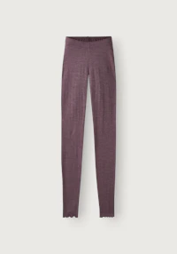 Leggings med hullmønster i merinoull/silke til dame