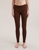 Leggings med hullmønster i merinoull/silke til dame Mokka