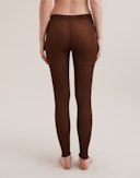 Leggings med hullmønster i merinoull/silke til dame Mokka
