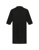 Damen pointelle T-Shirt aus Merinowolle/ Seide Schwarz