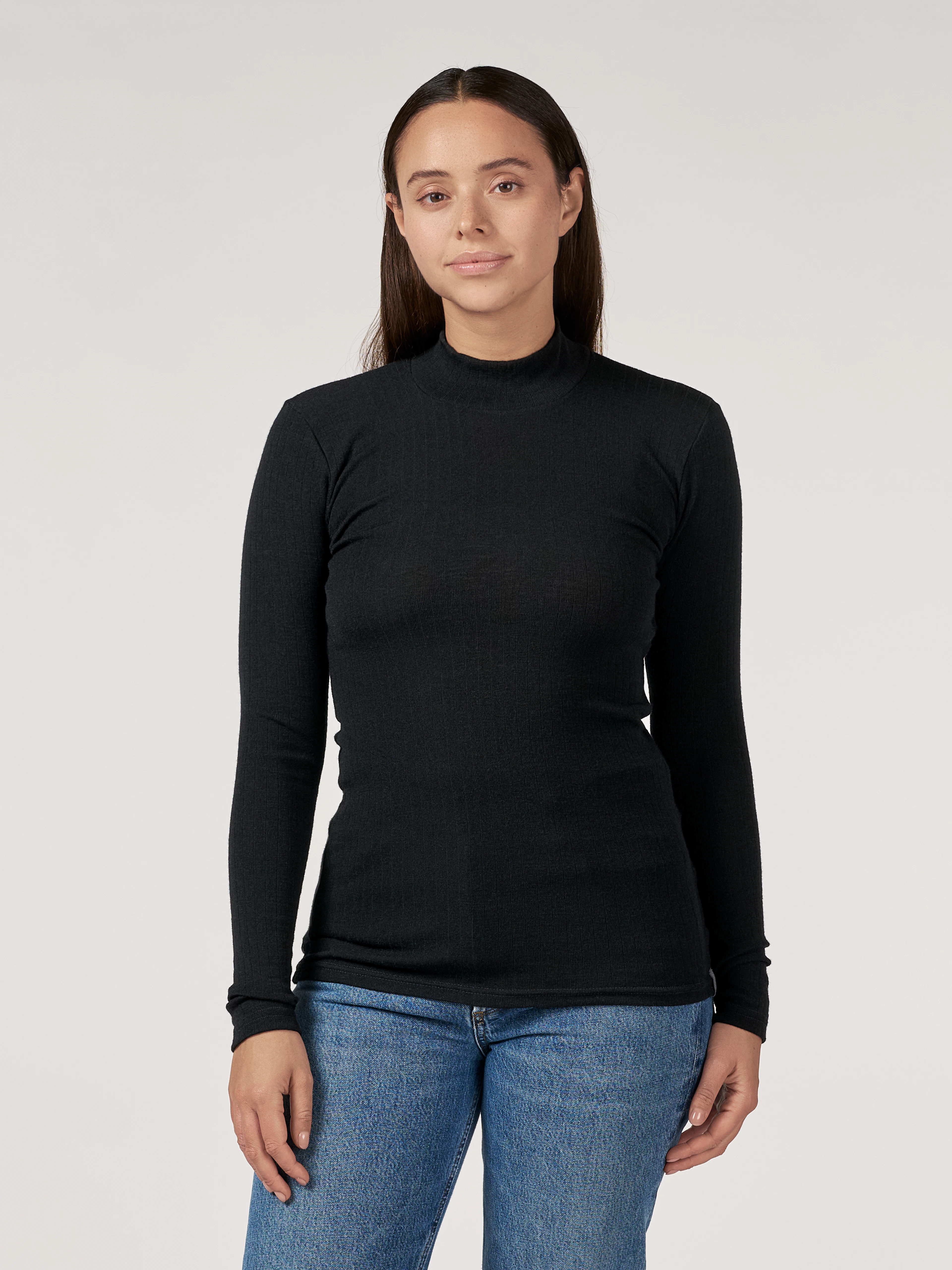 Don't tell anyone MERINO WOOL TOPS ブラック Women's merino wool high neck top - Free shipping - Dilling
