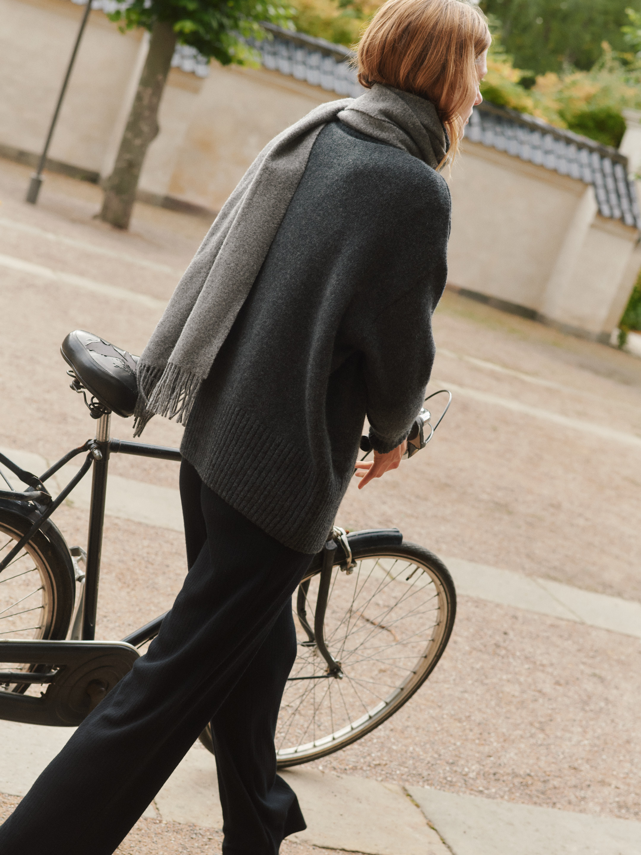 Pantalon large en laine mérinos pour femme