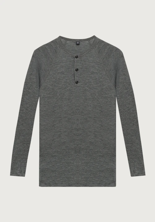 Langermet Henley-topp med raglanermer