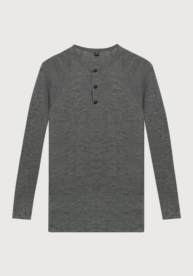Langermet Henley-topp med raglanermer