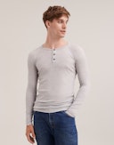 Shirt met knopen van merinowol voor heren Lichtgrijs