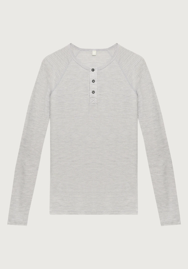 Langermet Henley-topp med raglanermer