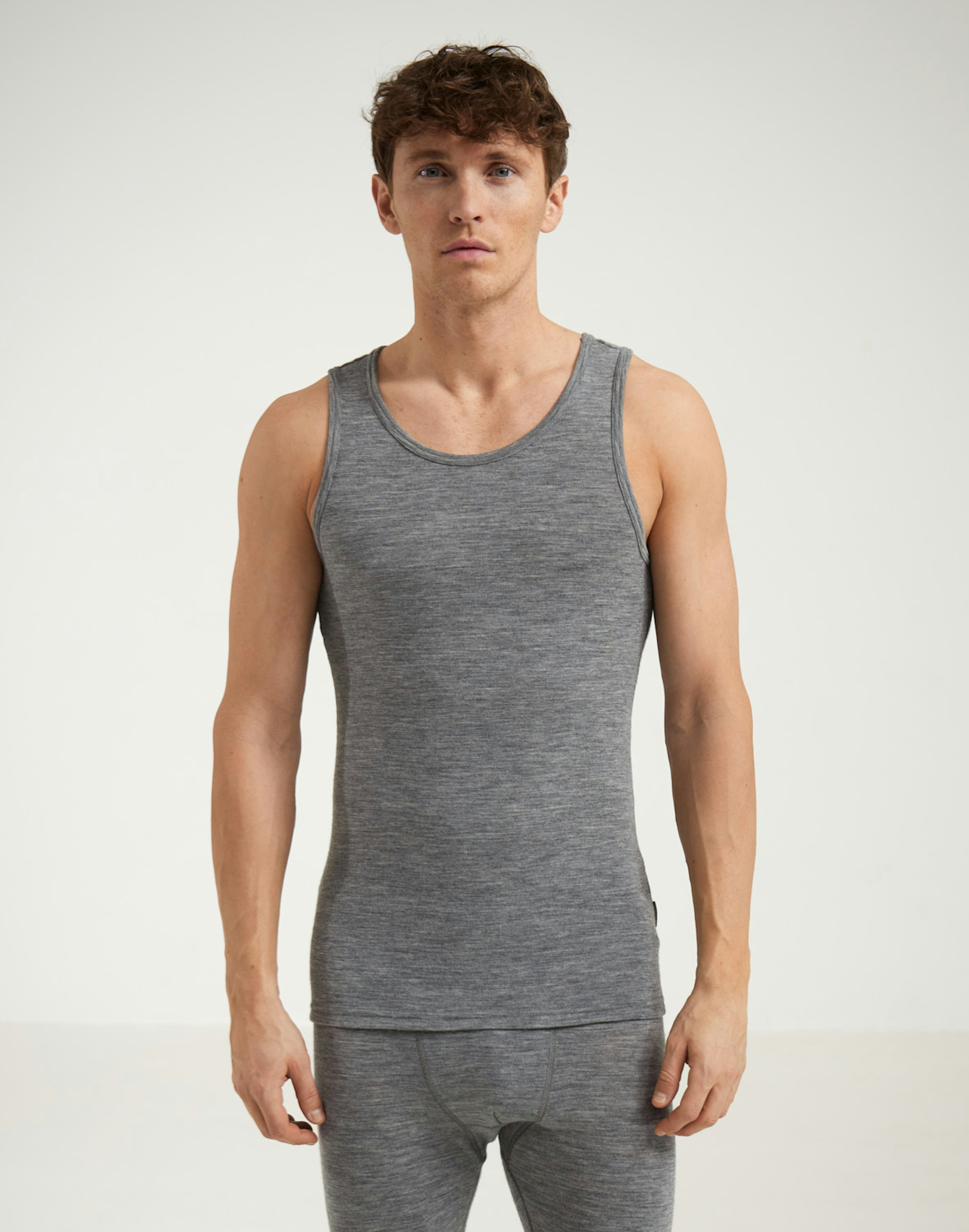 Men’s merino wool tank top Grey melange