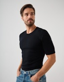 T-shirt i merinoull för herr Svart