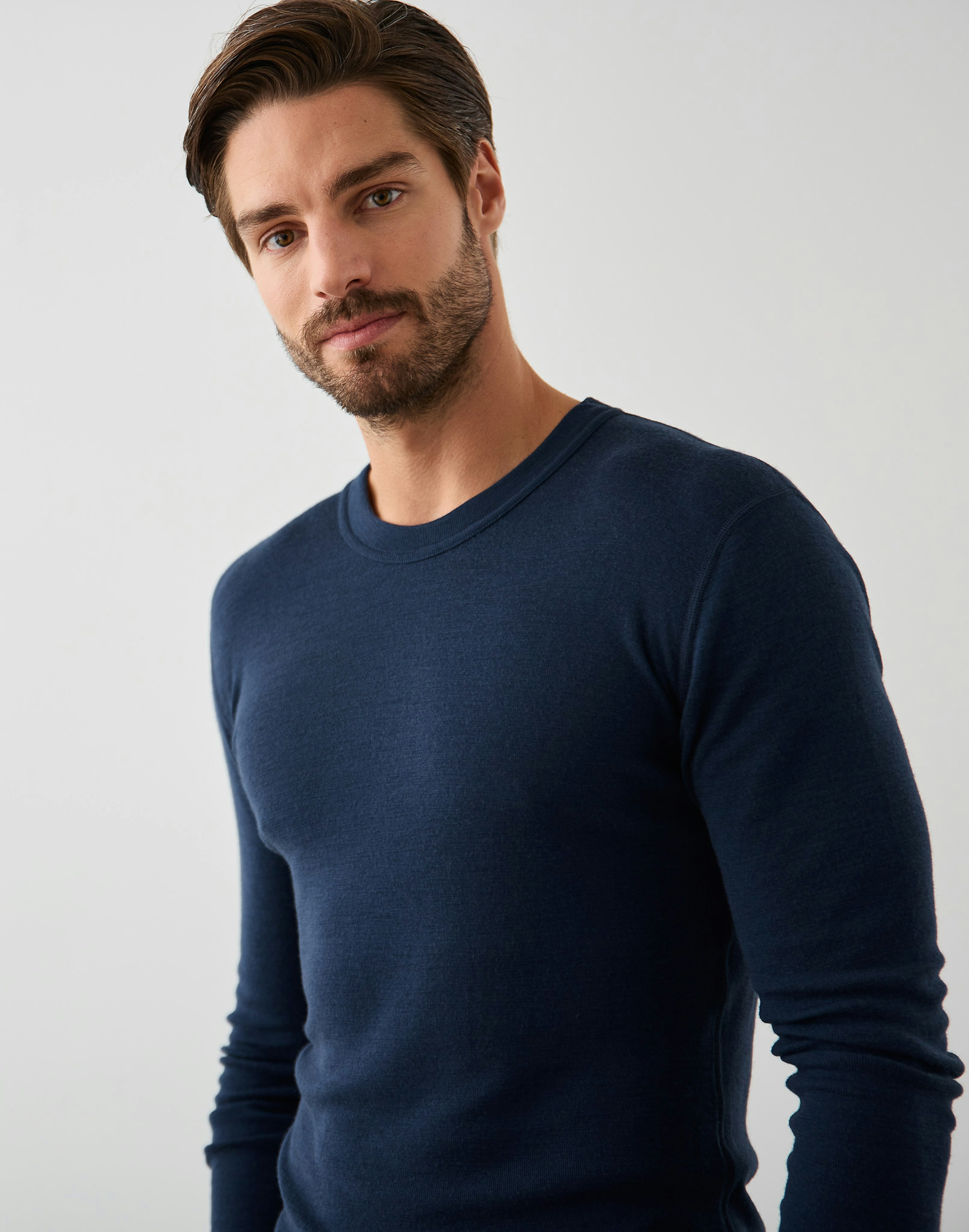 Shirt van merinowol voor heren Marineblauw