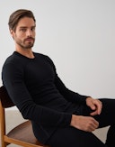 Men's merino wool long sleeve top Black