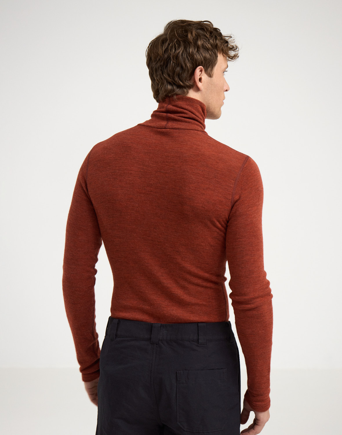 Men's merino wool turtleneck in Red melange - $80.99 - Dilling