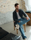 Men's merino wool V-neck T-shirt Nature