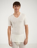 Men's merino wool V-neck T-shirt Nature