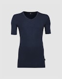 T-shirt med V-hals i merinould til mænd Mørkeblå