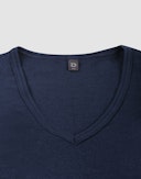 T-shirt med V-hals i merinould til mænd Mørkeblå