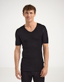 Men's merino wool V-neck T-shirt Black