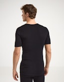 Men's merino wool V-neck T-shirt Black