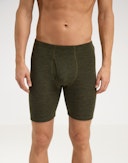Lang boksershorts med gylf i merinoull til herre Mørkegrønnmelert