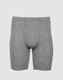 Men's merino wool long boxer shorts with fly Grey melange
