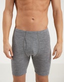 Men's merino wool long boxer shorts with fly Grey melange