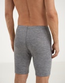 Men's merino wool long boxer shorts with fly Grey melange