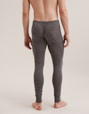 Men's merino wool long johns with fly Grey striped