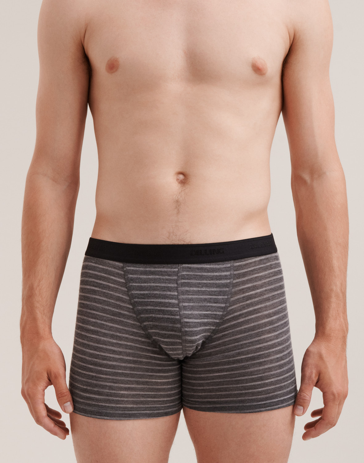 Boxer en laine de merinos pour homme Gris a rayures Dilling