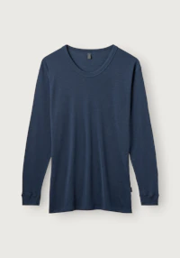 Plus size langermet topp i merinoull til herre