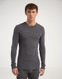 Men's merino wool long sleeve top Dark grey melange