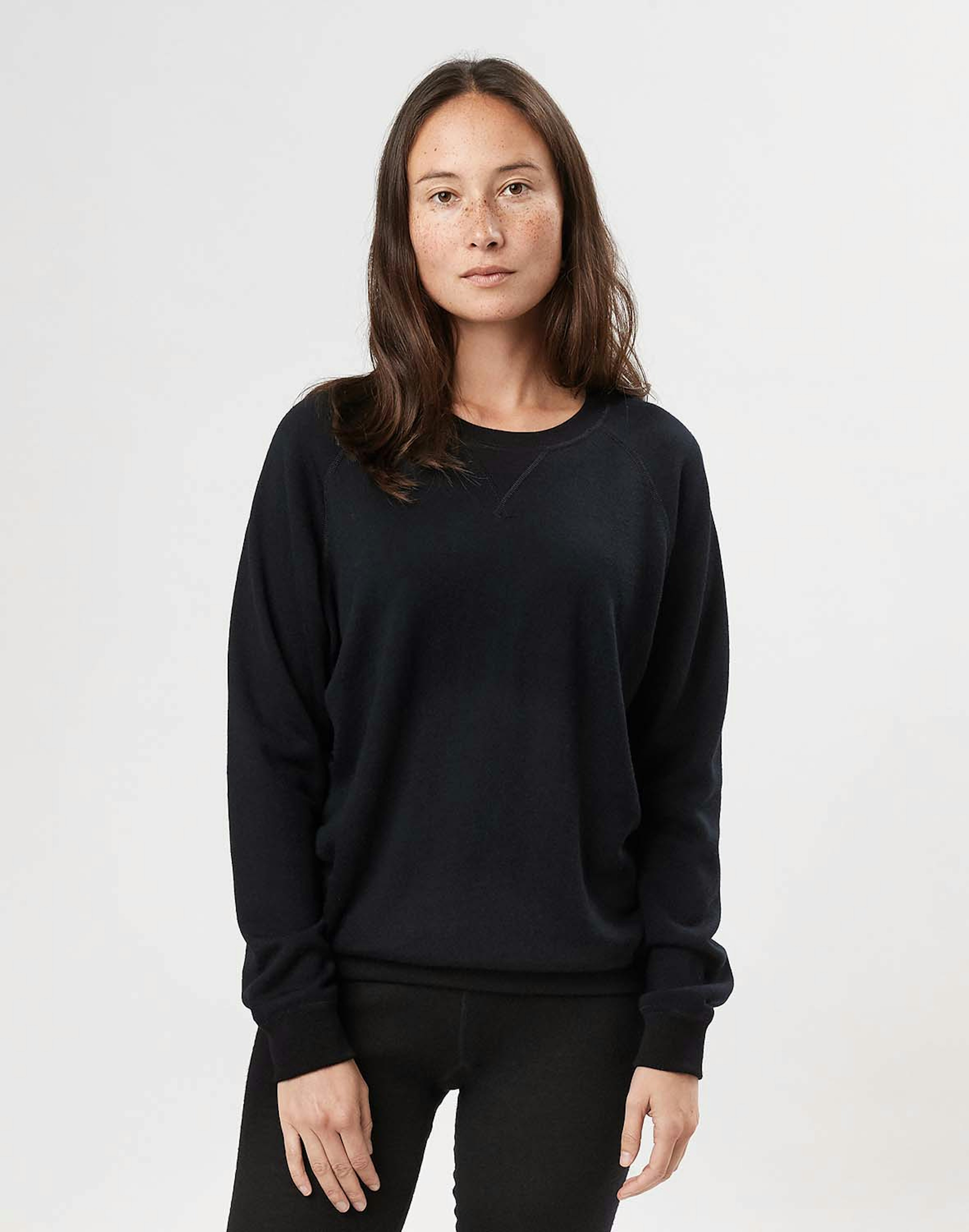 Sweater van merinowollen terry voor dames Zwart