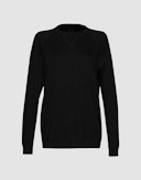 Sweater van merinowollen terry voor dames Zwart