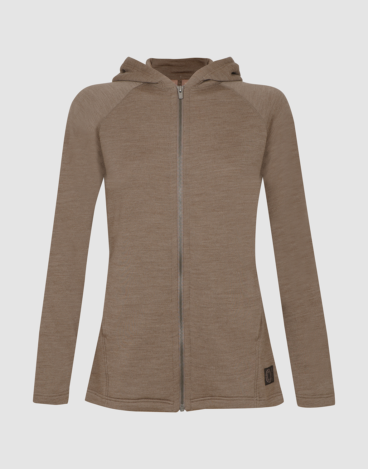 Hoodie i merinoullfrotté til dame