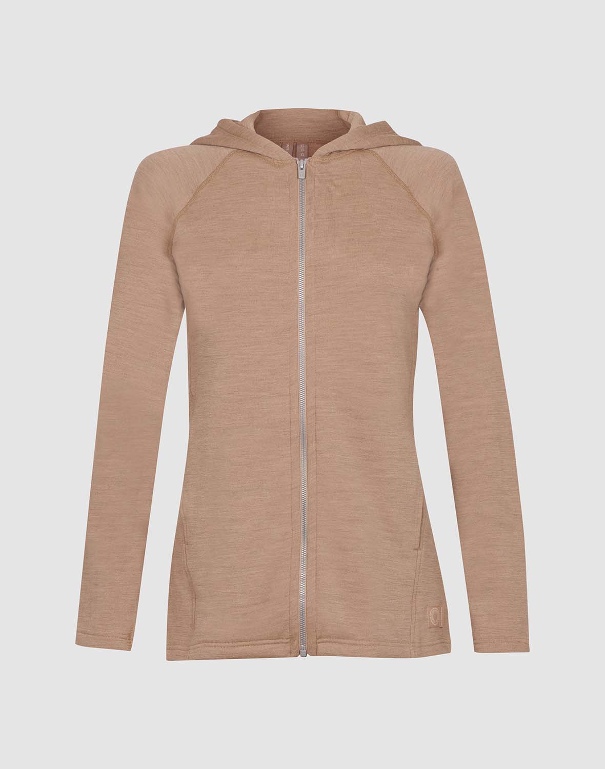 Hoodie i merinoullfrotté til dame