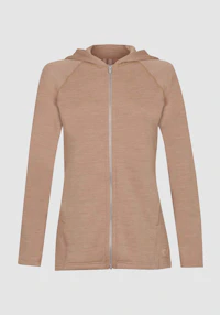 Hoodie i merinoullfrotté til dame