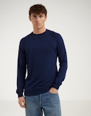 Sweatshirt i merinoullfrotté til herre Marineblå