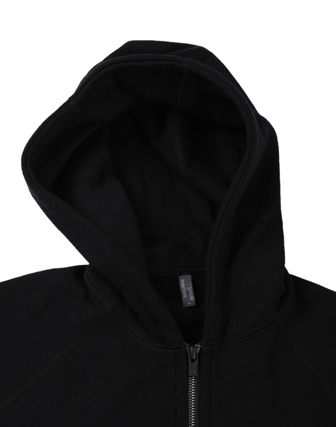 Black merino wool hoodie sale