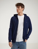 Hoodie i merinoullfrotté til herre Marineblå