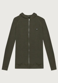 Hoodie i merinoullfrotté til herre
