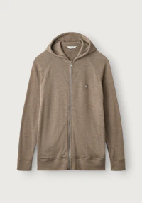 Hoodie i merinoullfrotté til herre