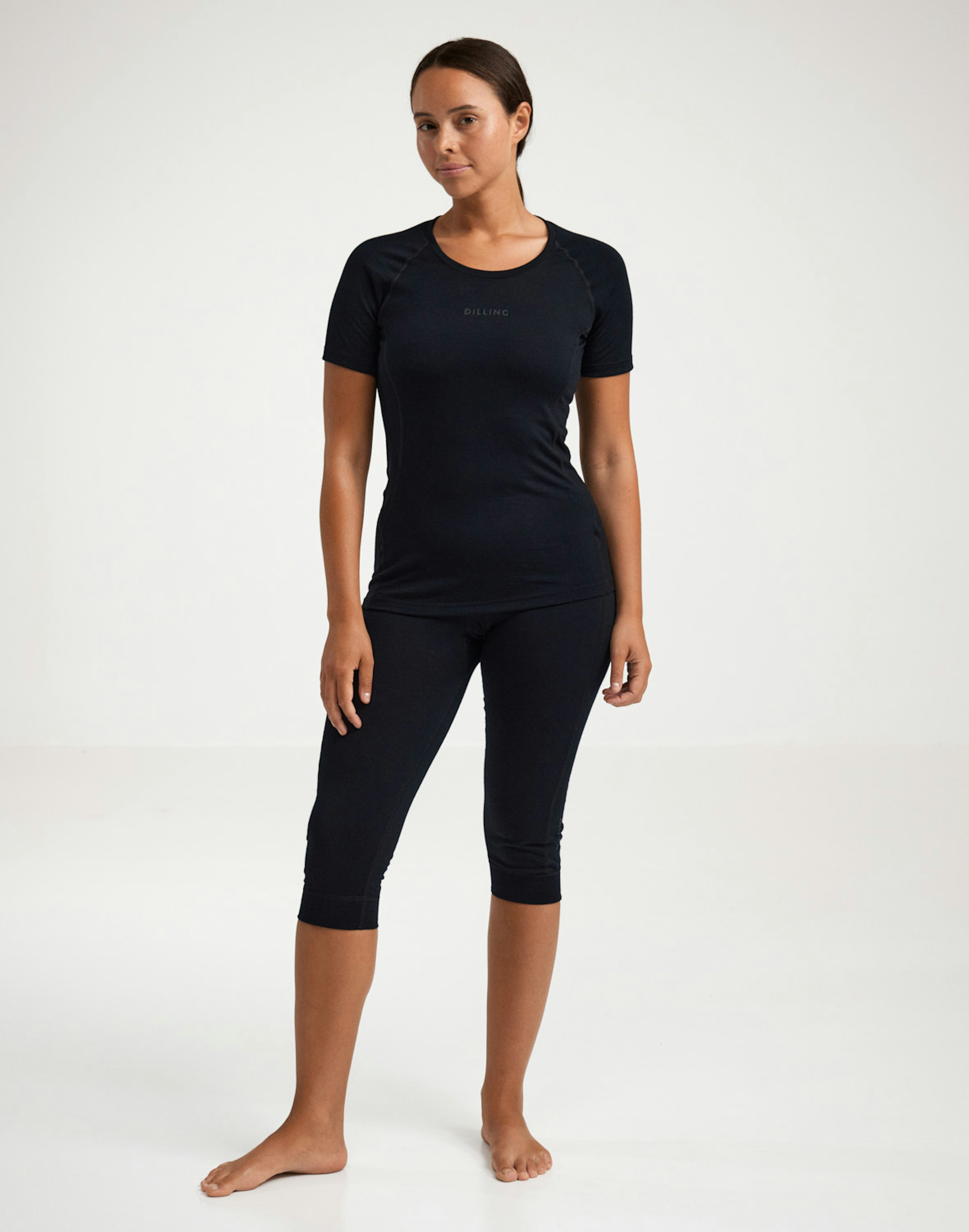 3/4 leggings i merinould til kvinder Sort