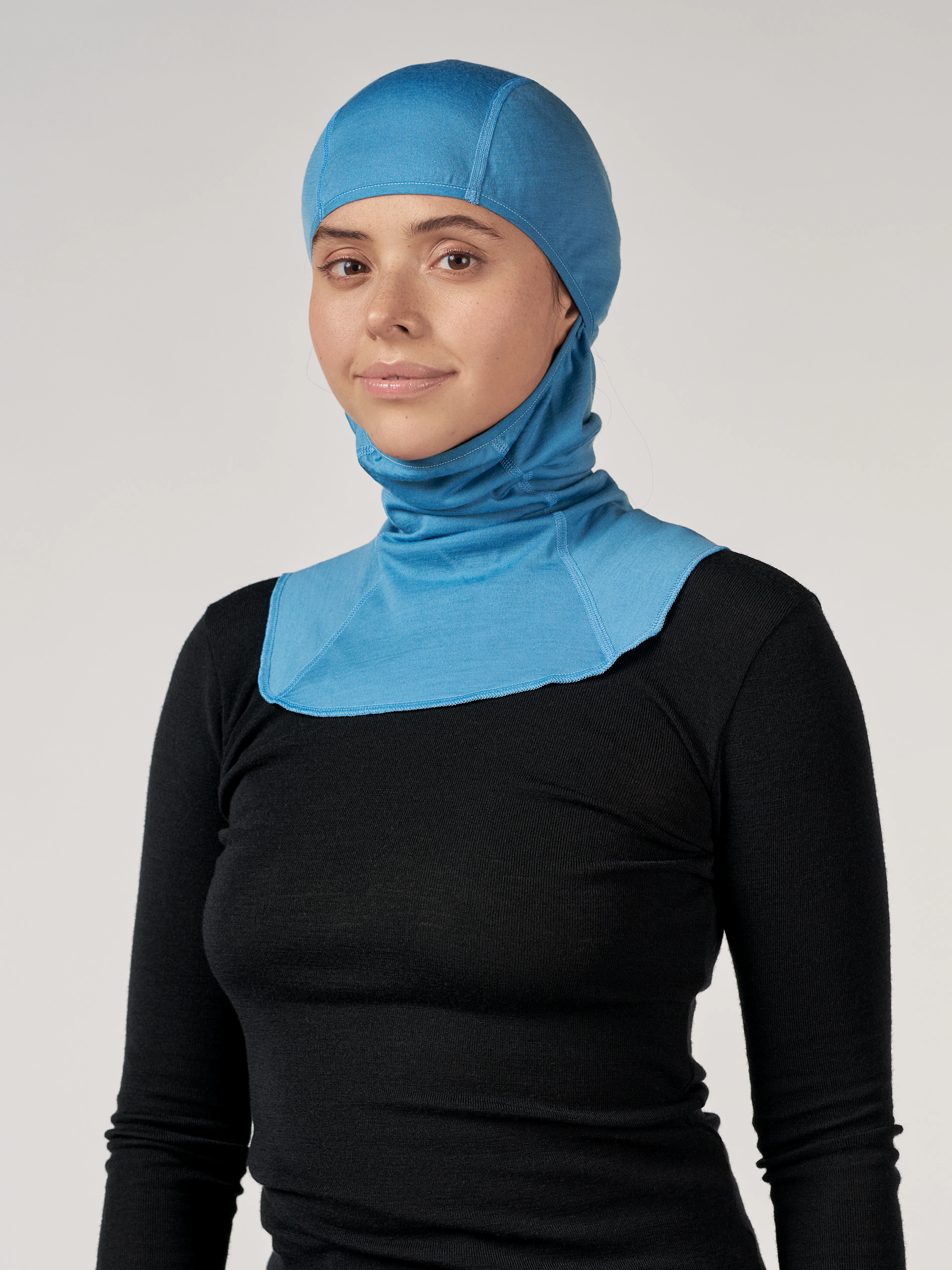 Women's merino wool balaclava in Ice blue - $41.99 - Dilling