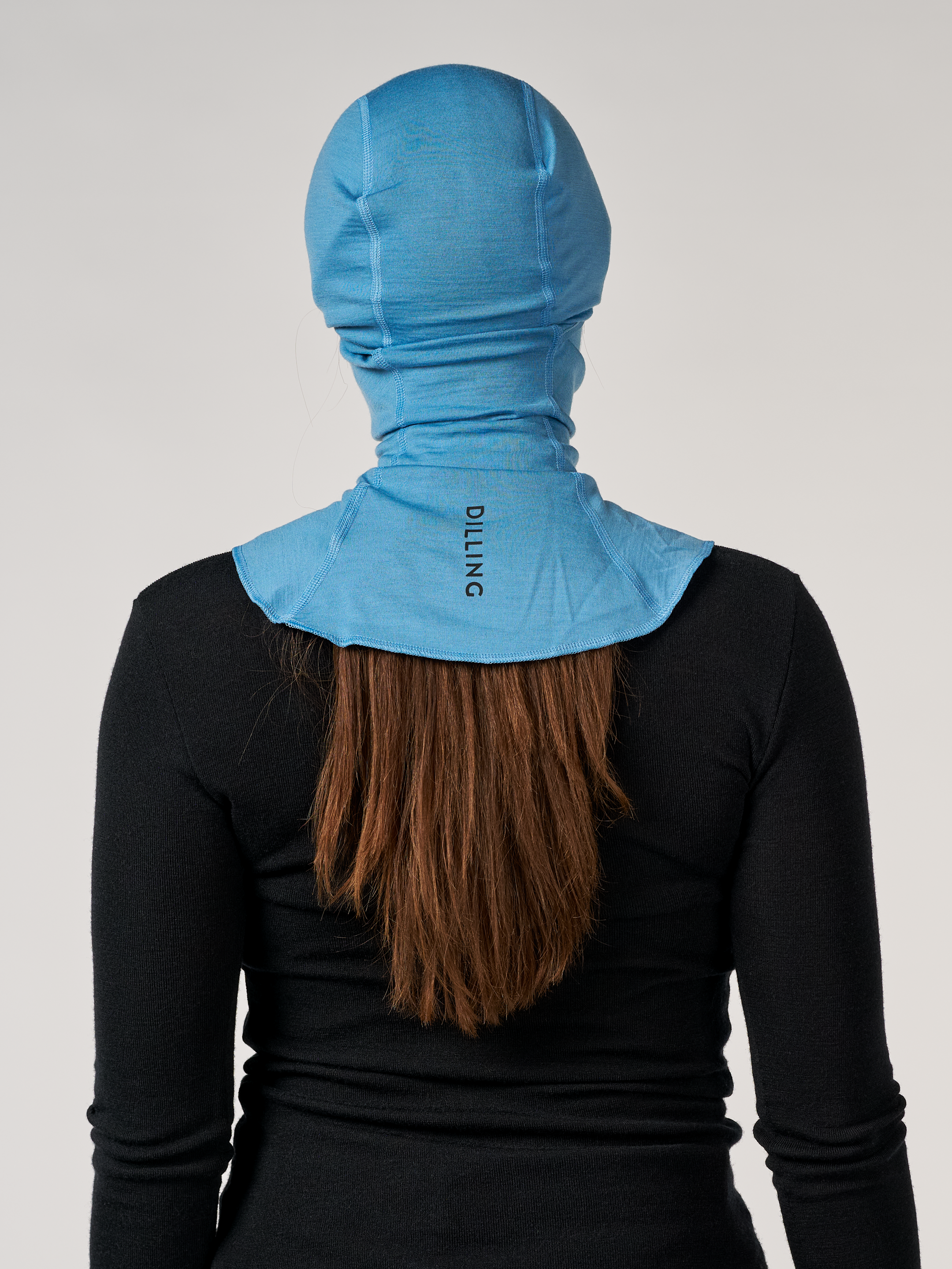 Women's merino wool balaclava in Azure blue - $41.99 - Dilling