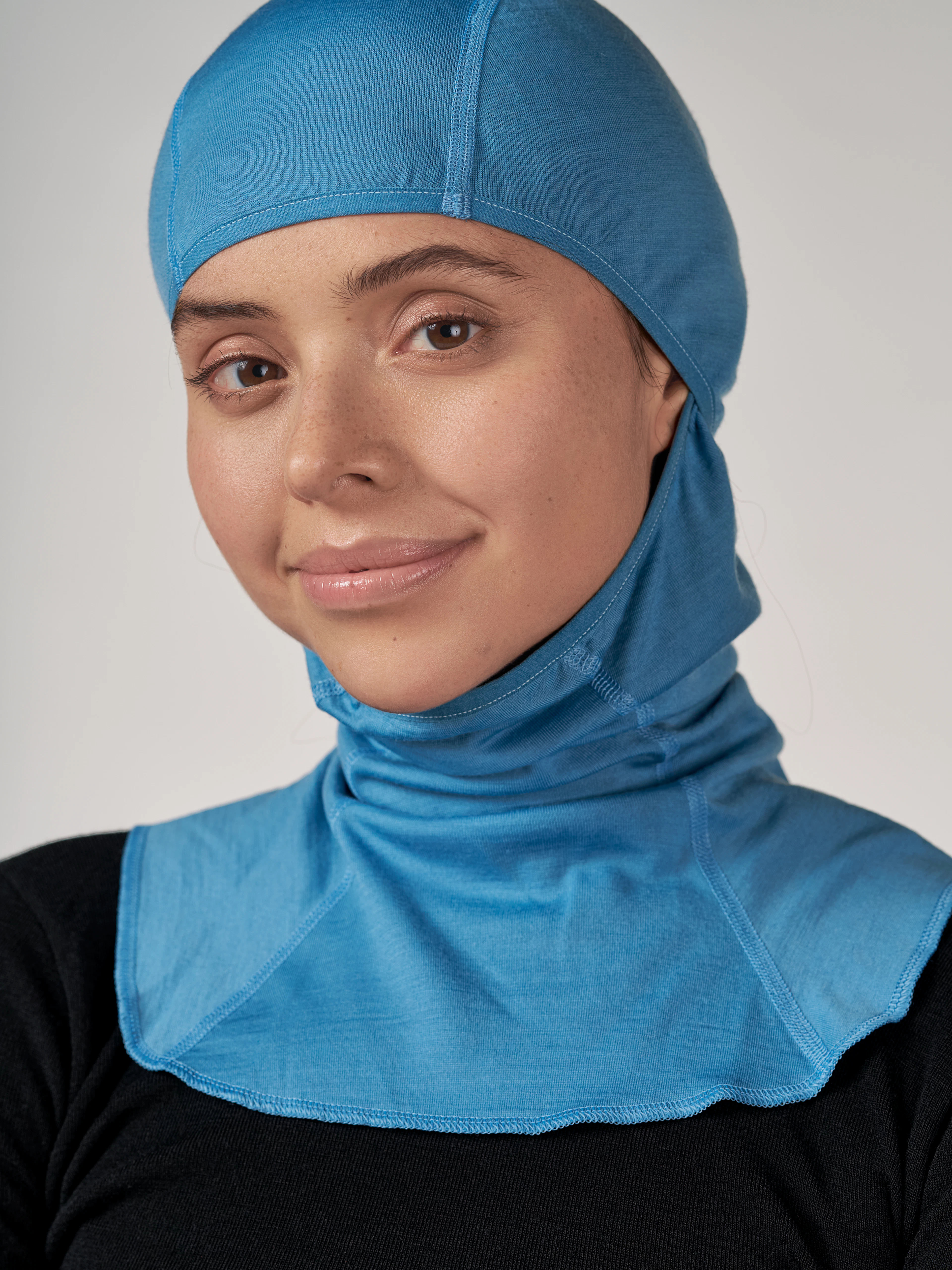 Women's merino wool balaclava in Ice blue - $41.99 - Dilling