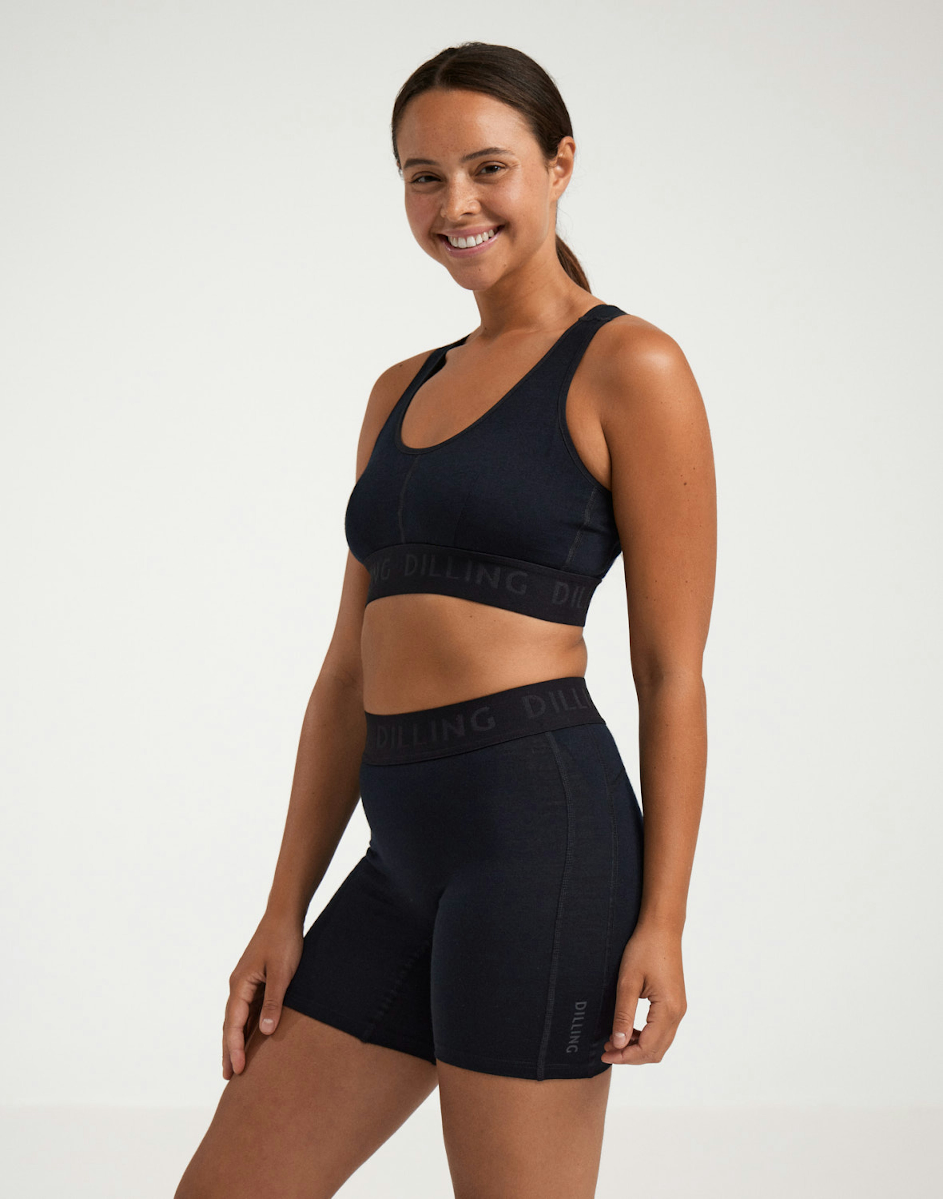 Shorts i merinoull til dame Svart
