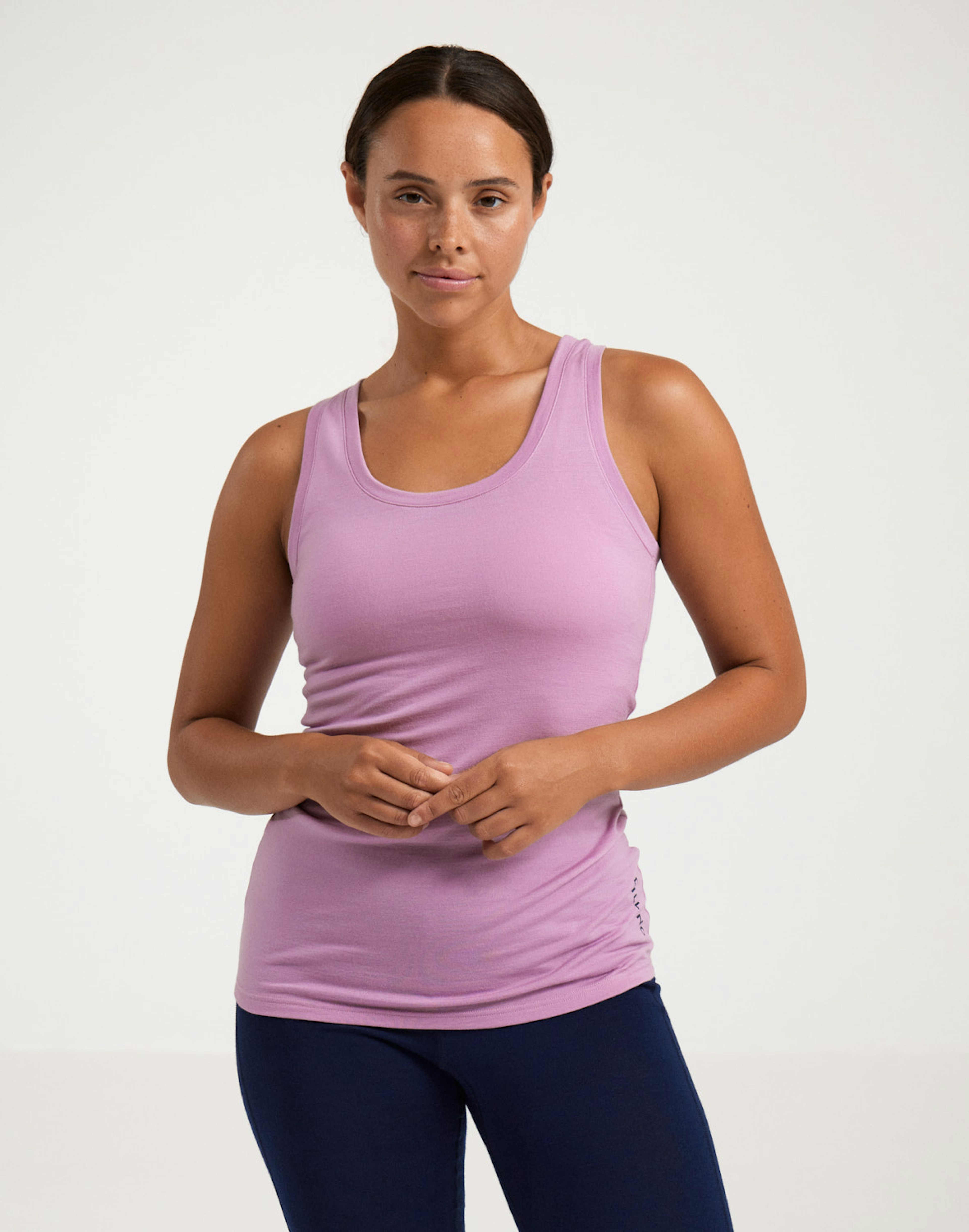 Tank top med V-rygstropper i merinould til kvinder Rosa nellike