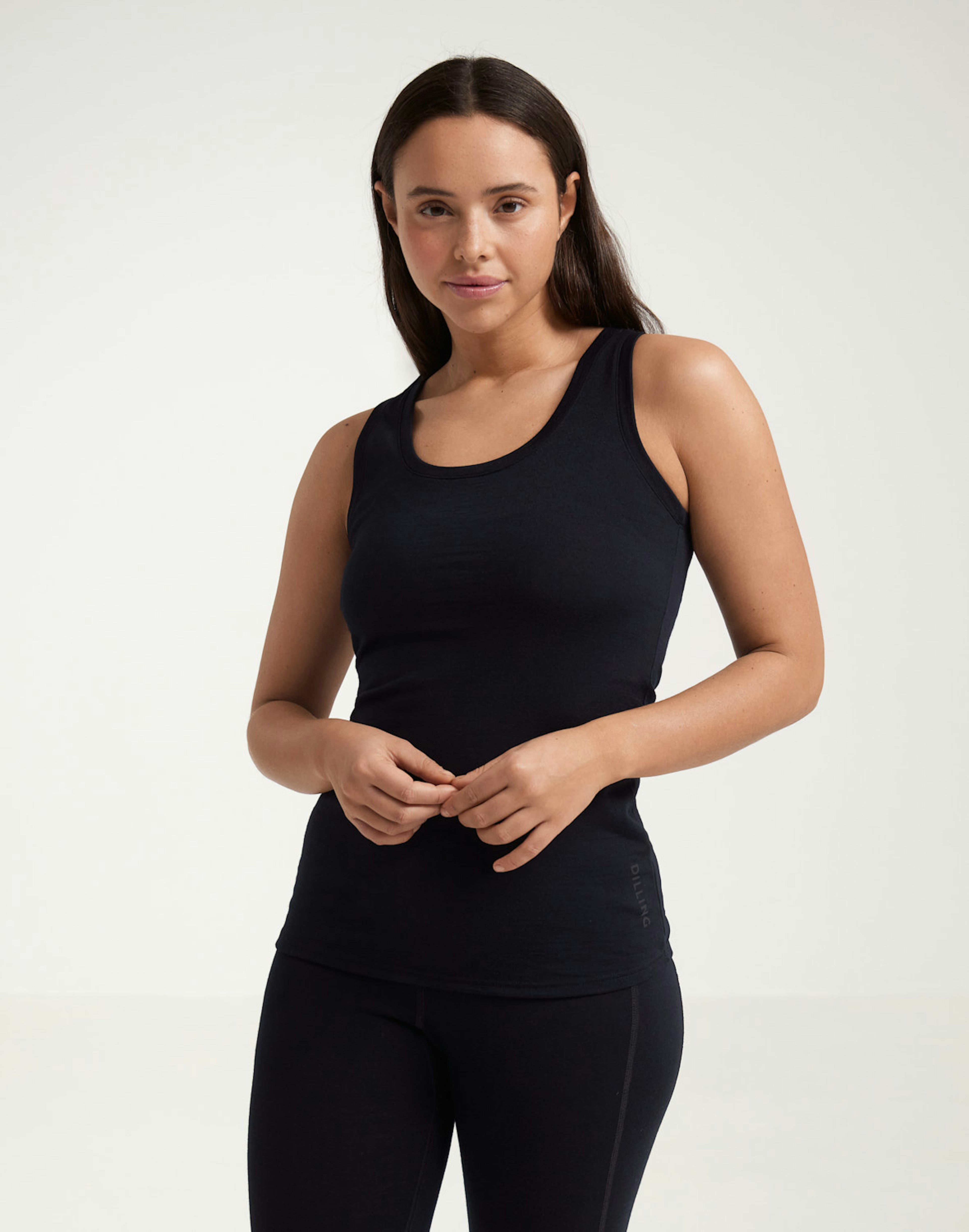 Tank top med V-rygstropper i merinould til kvinder Sort