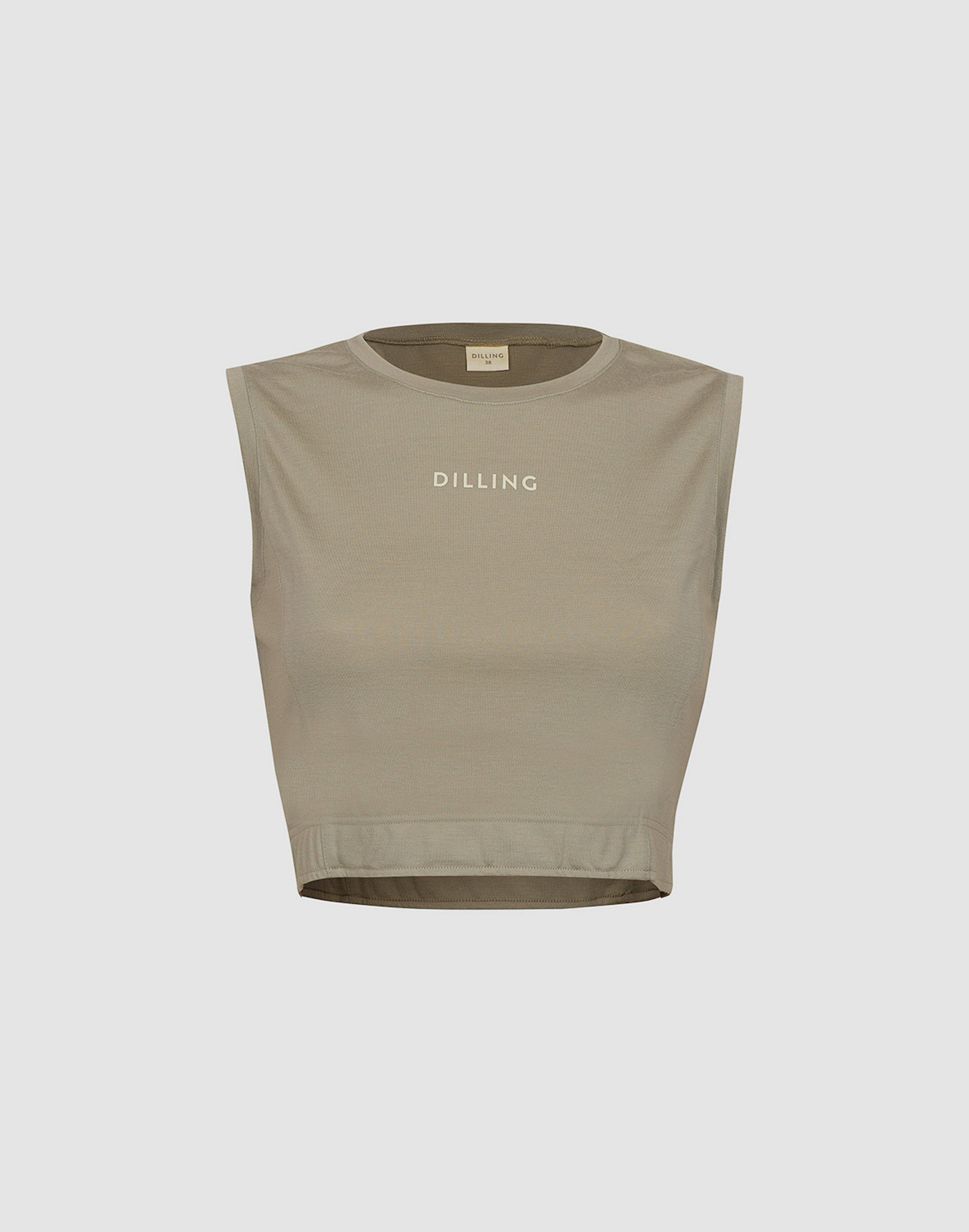 Kort tanktopp i merinoull til dame Havtåke