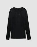 Bluse i merinould til kvinder Sort