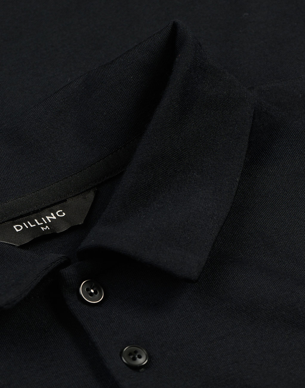 Men's merino wool polo in Black - Free shipping - Dilling